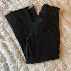 LOFT Black Cropped Jeans with Frayed Hem